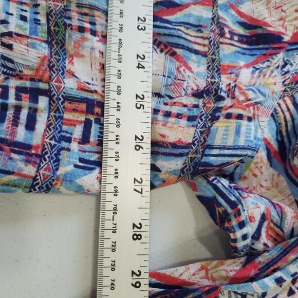 John Mark Shirt Womens 2X Multicolor Geometric Boho 3/4 Sleeve Embroidered Top - Picture 6 of 8